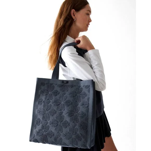 New Kate Spade Brooke Terry Carryall Large Tote Blazer Blue - Picture 2 of 5
